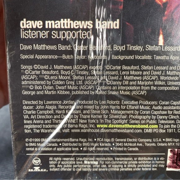 Dave Matthews Band Listener Supported VHS 1999 Crash Into Me, Too Much & More - Picture 10 of 10